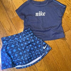 Nike Blue Shirt/Skort Kids Matching Set